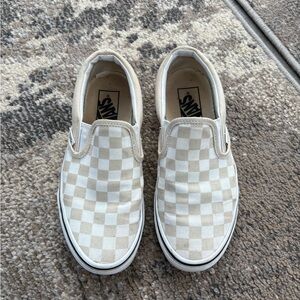 Cream Vans Checkered Slip-On Shoes